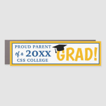 Congrats Grad Custom Bumper Magnet Blue Yellow