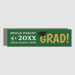 Congrats Grad Custom Bumper Magnet Green Gold