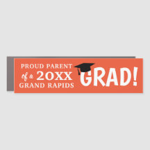 Congrats Grad Custom Bumper Magnet Orange Black
