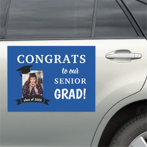 Congrats Grad Custom Car Magnet Blue