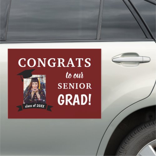 Congrats Grad Custom Car Magnet Maroon