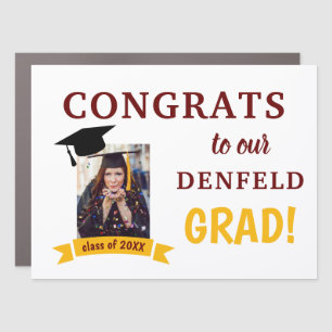 Congrats Grad Custom Car Magnet Maroon Gold