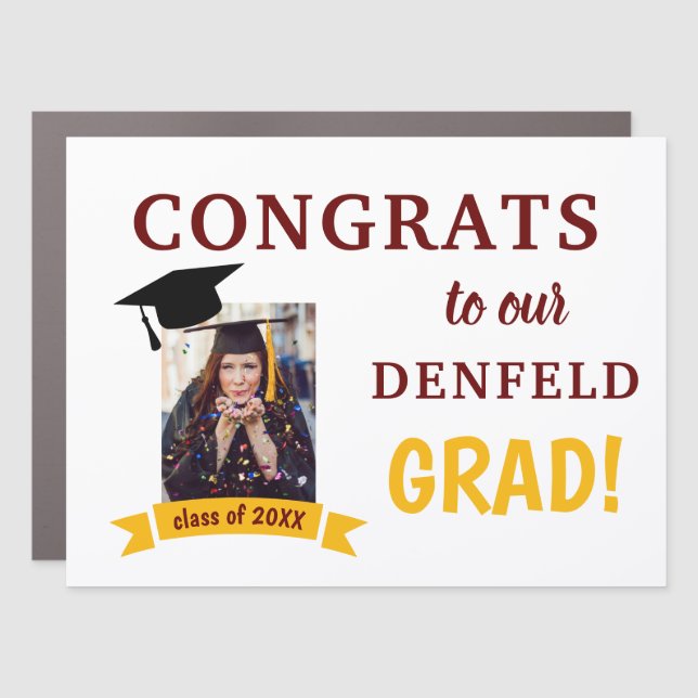 Congrats Grad Custom Car Magnet Maroon Gold (Front)