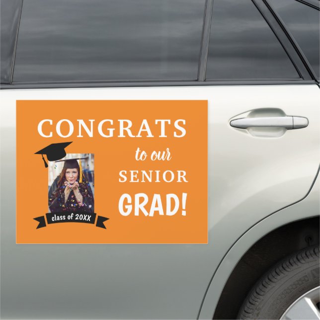 Congrats Grad Custom Car Magnet Orange (In Situ)