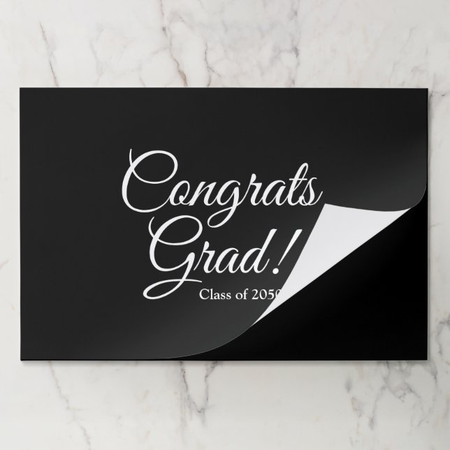 Congrats grad custom class year black placemats (Folded)