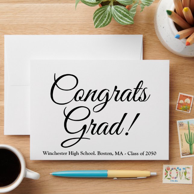 Congrats grad custom school class year elegant envelope (Desk)