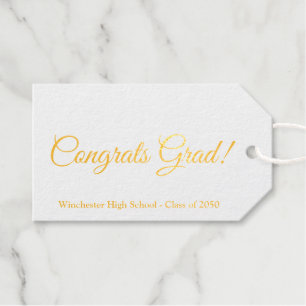 Congrats grad custom script school class year foil gift tags