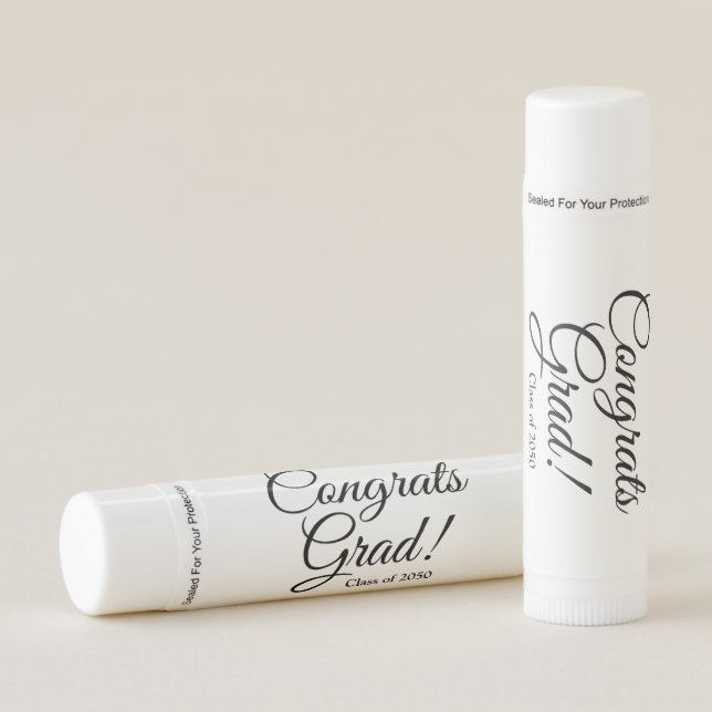 Congrats grad elegant custom script class year lip balm (Front)