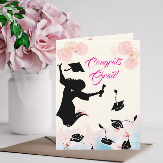 Congrats Grad! - Female Graduate - Pink Floral Card (Creator Uploaded)
