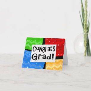 Congrats Grad Festive Multicolor Graduation Party Card