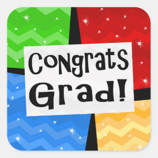 Congrats Grad Festive Multicolor Graduation Party Square Sticker
