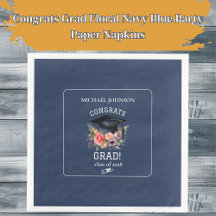Congrats Grad Floral Navy Blue Party