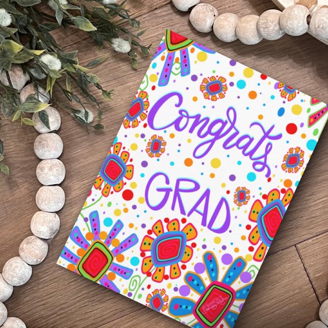 Congrats Grad Fun Cute Flowers Inspirivity Card (Creator Uploaded)