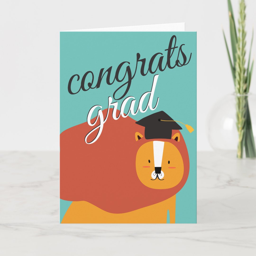 Congrats Grad | Fun Lion Card | Zazzle