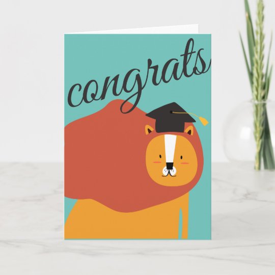 Congrats Grad | Fun Lion Card | Zazzle.com