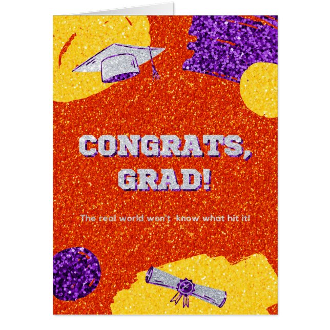 Congrats Grad Glitter Graduation Giant Card (Front)