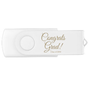 Congrats grad gold class year graduation favors flash drive