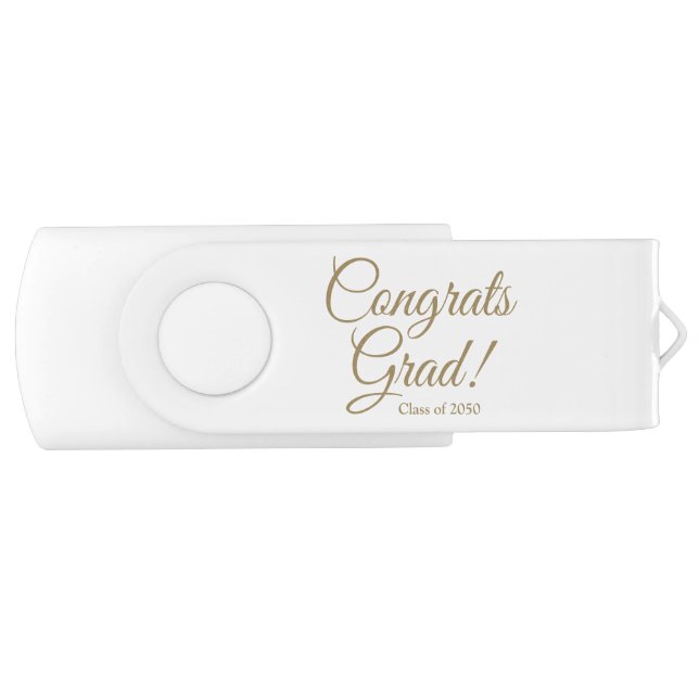 Congrats grad gold class year graduation favors flash drive (Front)