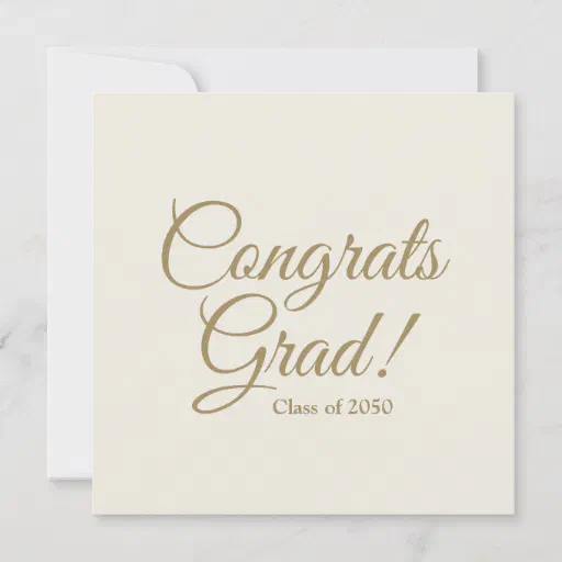 Congrats grad gold cream custom script graduation card