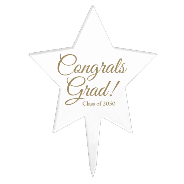 Congrats Grad gold custom class year elegant Cake Topper (Front)