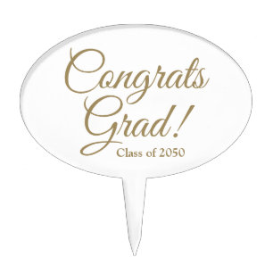 Congrats Grad gold custom class year elegant Cake Topper
