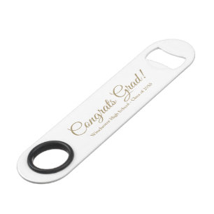 Congrats grad gold custom script text class year bar key