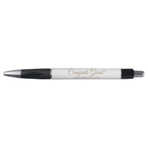 Congrats grad gold custom script text class year pen