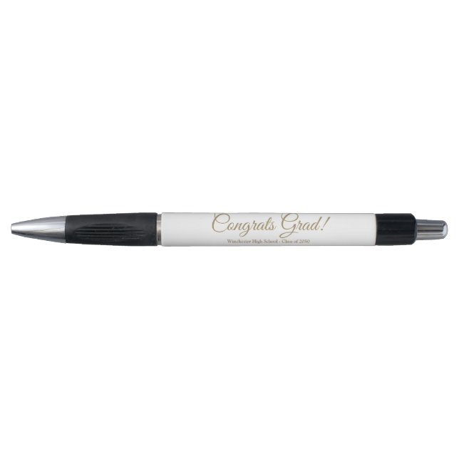 Congrats grad gold custom script text class year pen (Front)