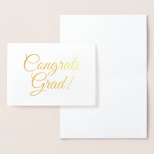 Congrats grad gold elegant script graduation foil card