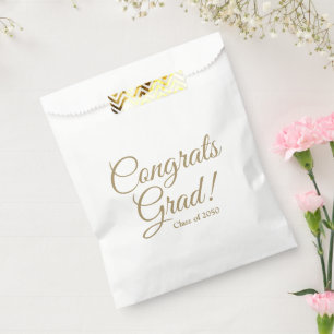 Congrats grad gold script class year elegant favor bag