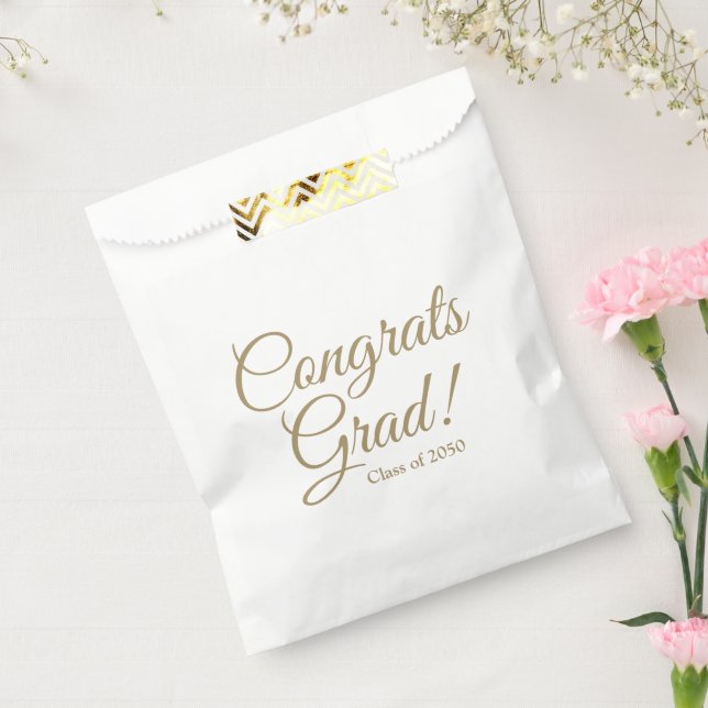 Congrats grad gold script class year elegant favor bag (Sealed)