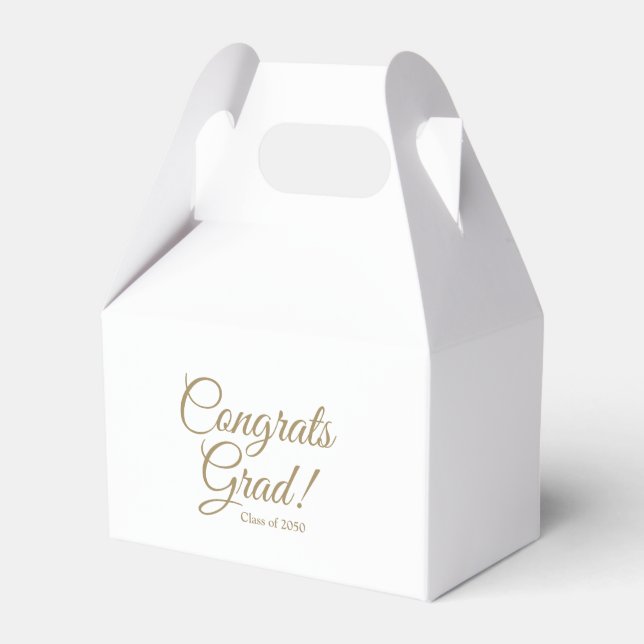Congrats grad gold script class year elegant favor boxes (Front Side)