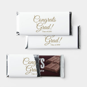 Congrats grad gold script class year elegant hershey bar favors