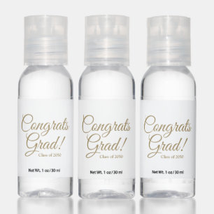 Congrats grad gold script class year elegant party hand sanitizer