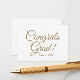 Congrats grad gold script class year graduation enclosure card