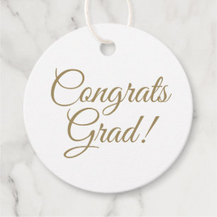 Congrats grad gold script elegant graduation favor tags