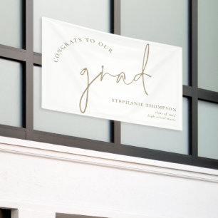 Congrats Grad Gold Script Graduation Announcement Banner