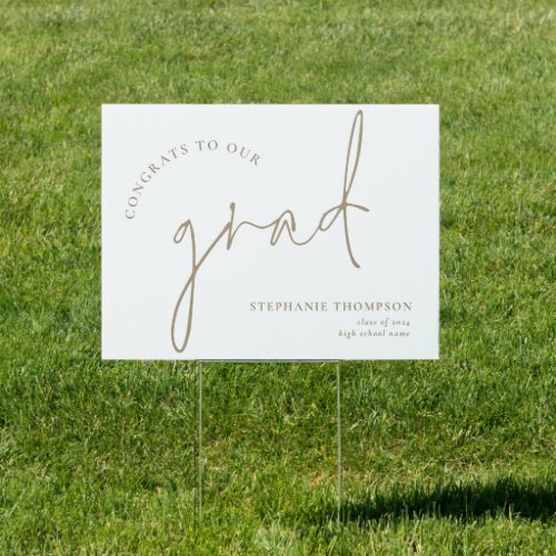 Congrats Grad Gold Script Graduation Announcement  Sign