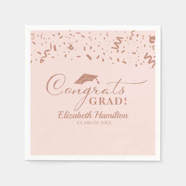 Congrats Grad Gold Script Graduation Party Napkins (Front)