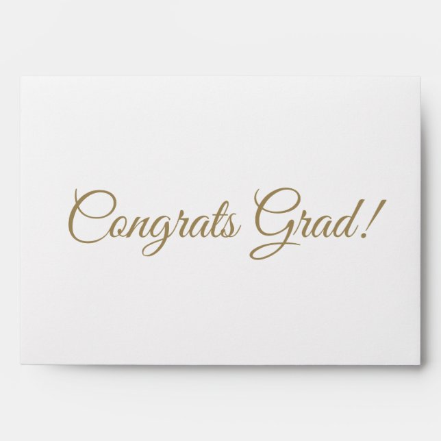Congrats grad gold script modern interior elegant envelope (Front)