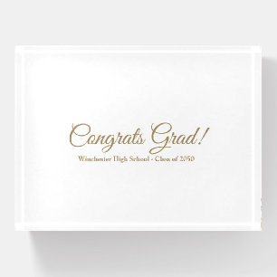 Congrats grad gold script text class year elegant paperweight