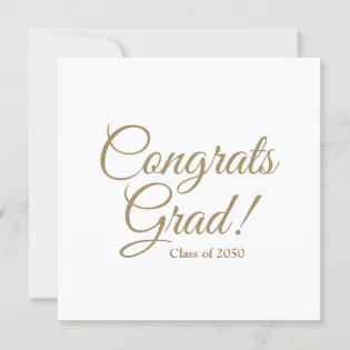 Congrats grad gold white custom script graduation card