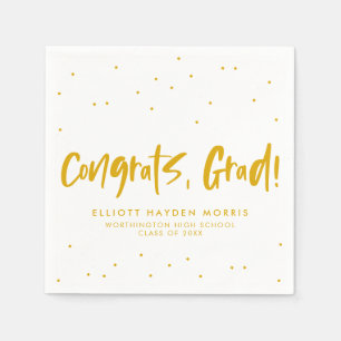 Congrats grad golden yellow confetti graduation napkins