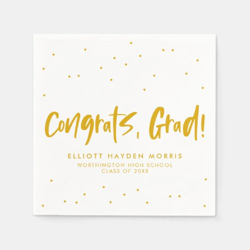 Congrats grad golden yellow confetti graduation napkins