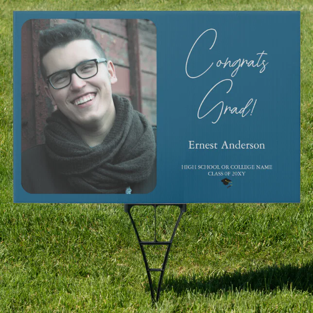 Congrats Grad Graduate Photo Graduation Yard Sign | Zazzle