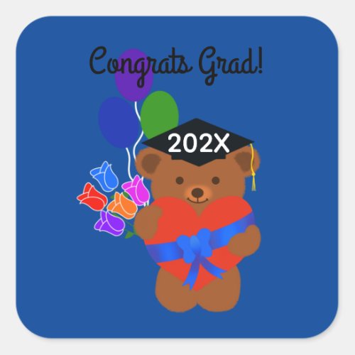 Congrats Grad Graduation Bear 3 Stickers