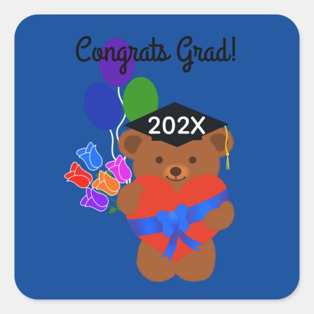 Congrats Grad! Graduation Bear #3 Stickers (Front)