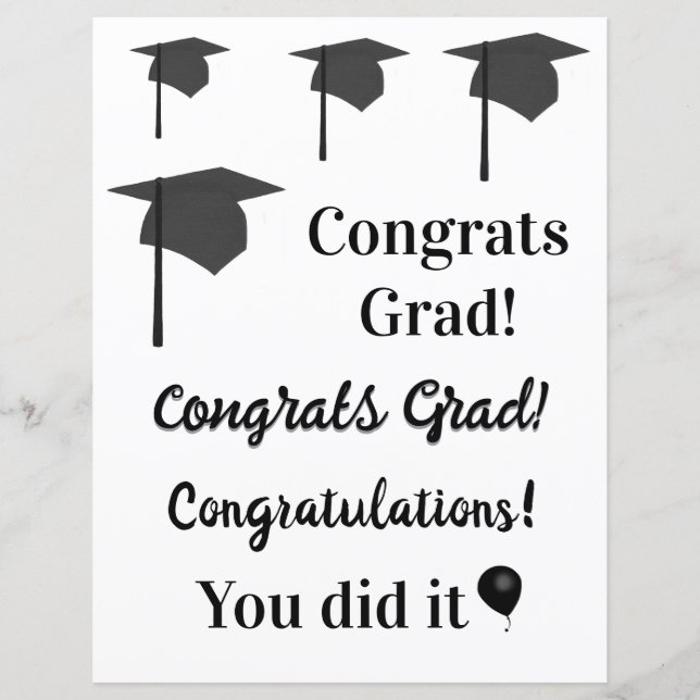 Congrats Grad, Graduation Caps, Scrapbook Paper (Front)