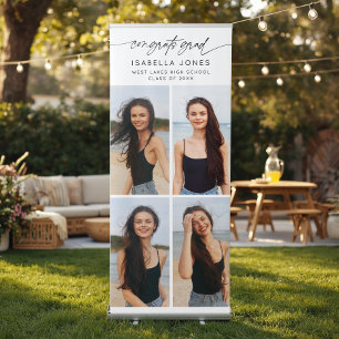 Congrats Grad Graduation Party 4 Photo Collage Retractable Banner