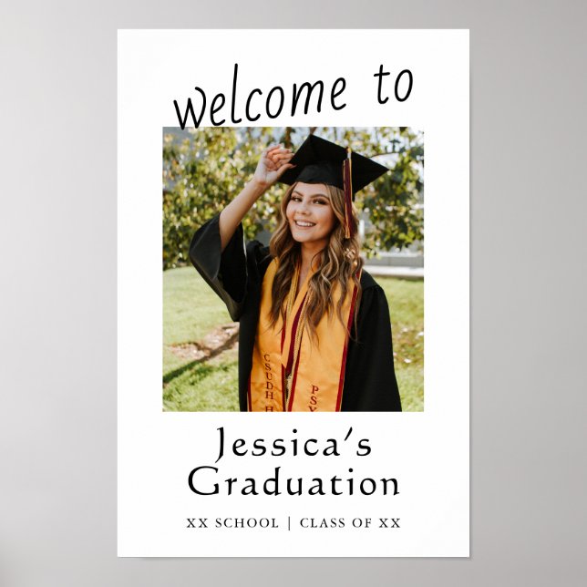Congrats Grad Graduation Party Photo Welcome Poster (Front)